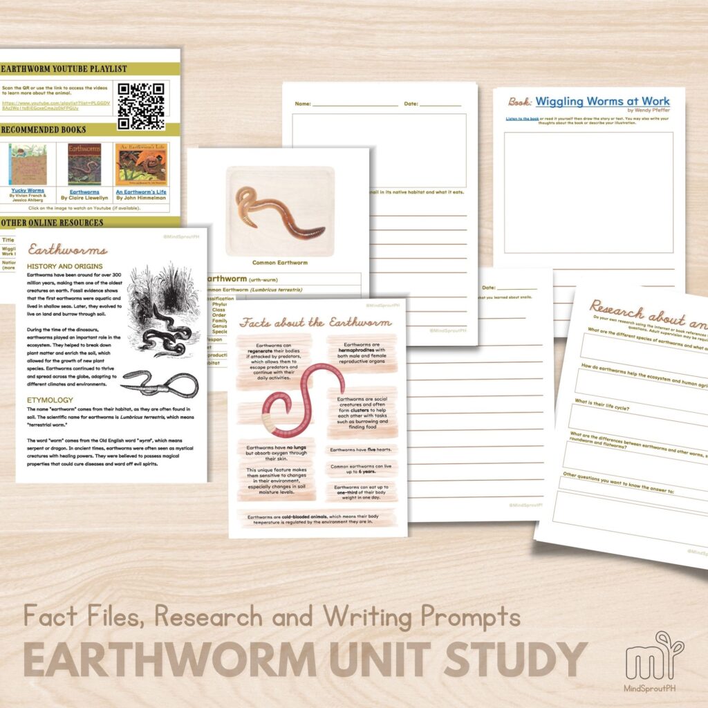 Earthworm Facts Research Prompt for Elementary Homeschool Printables