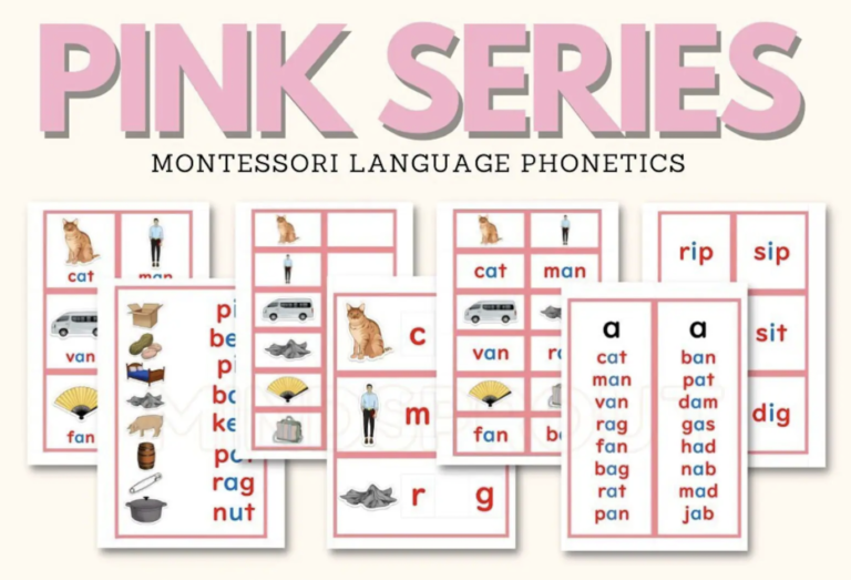 montessori pink language series reading pink